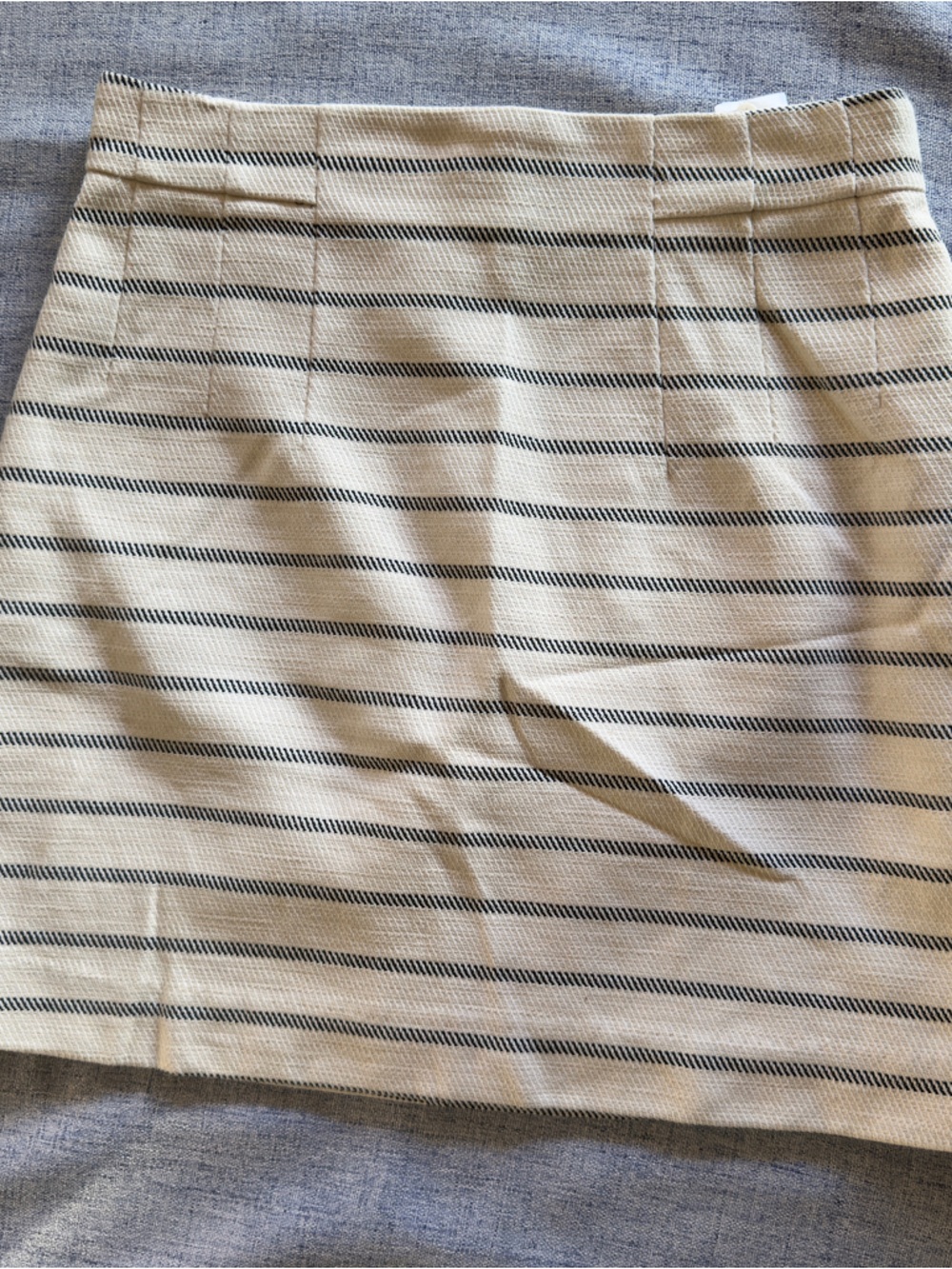 Divided Beige and Black Striped Mini Skirt